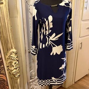 Haani Navy and White Long Sleeve Dress